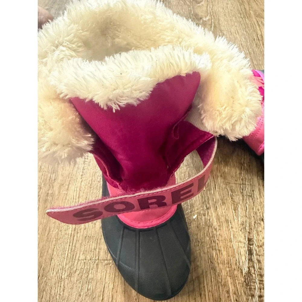 Sorel Kids Snow Commander Boots Pink Grey Waterproof Faux Fur Winter Boots